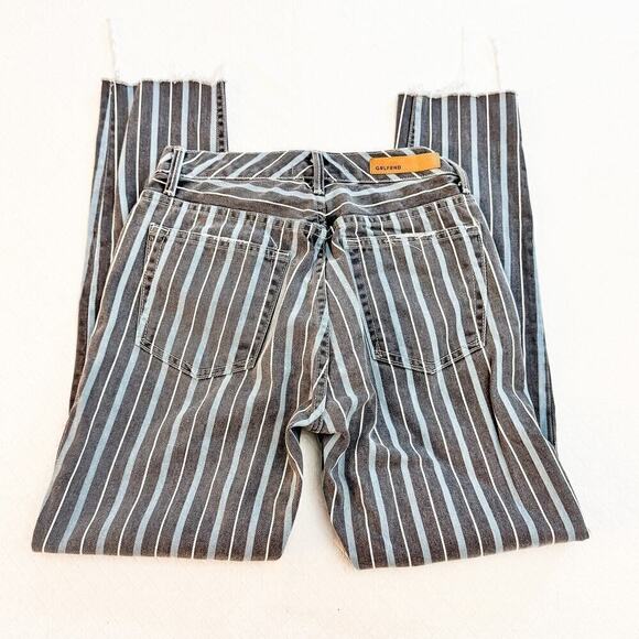 GRLFRND Karolina Taffy Skinny Striped Raw Hem Denim Jeans Size 25 - Picture 10 of 11